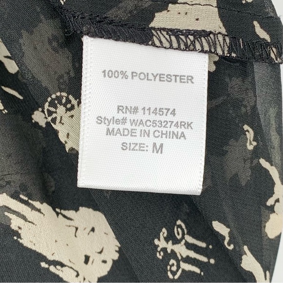 Bellatrix Cinderella Black and Cream Sheer Blouse Size M Long Sleeve Button Up - Picture 6 of 6